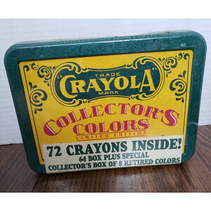 1991 Vtg Sealed Crayola Collectors Color Ltd Ed 72 Crayons Tin 8 Retired Colors